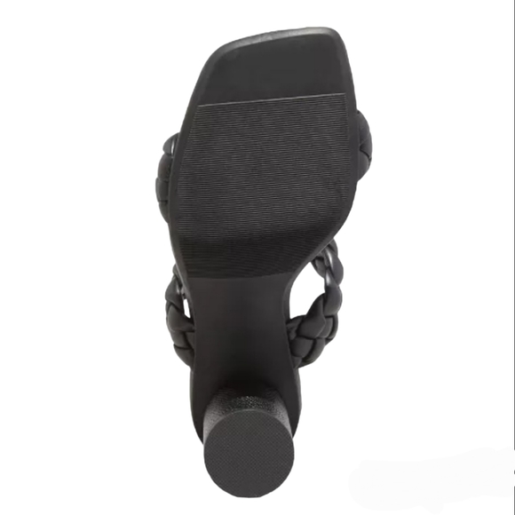 a.new day Women's Black Slip On Basil Heels Size 8  Woven Straps - Picture 5 of 12